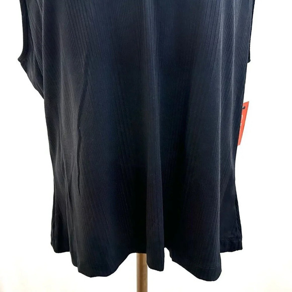 NWT INTEMPO Women Sleeveless Pullover Mock Neck Ribbed Keyhole Black Shirt Sz 2X - Picture 3 of 15